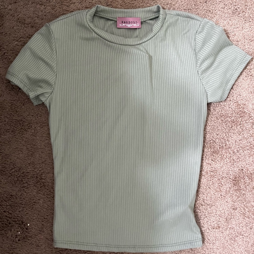 Ragdoll Gray Ribbed Fitted T-Shirt